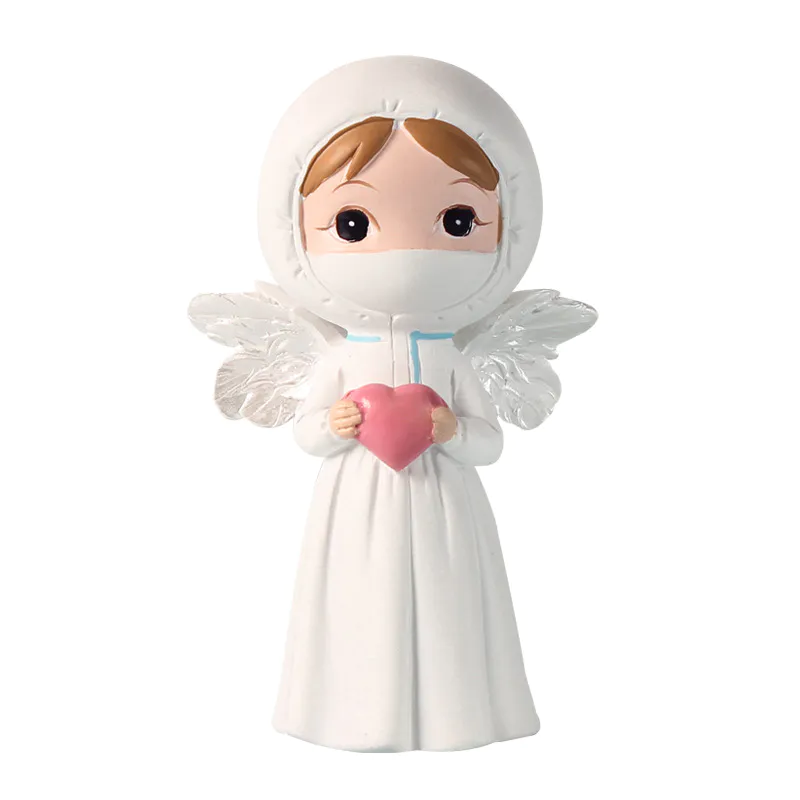 Cute Resin Craft Commemorate Statues Doctor and Nurse Figurines Guardian Angel Sculpture Home Decoration 2020