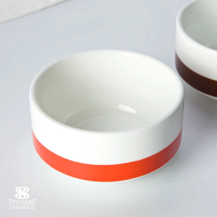 hotel & restaurant used crockery tableware Red / blue / green dinnerware Footed Bowl , Custom Printed Ceramic Bowl custom print