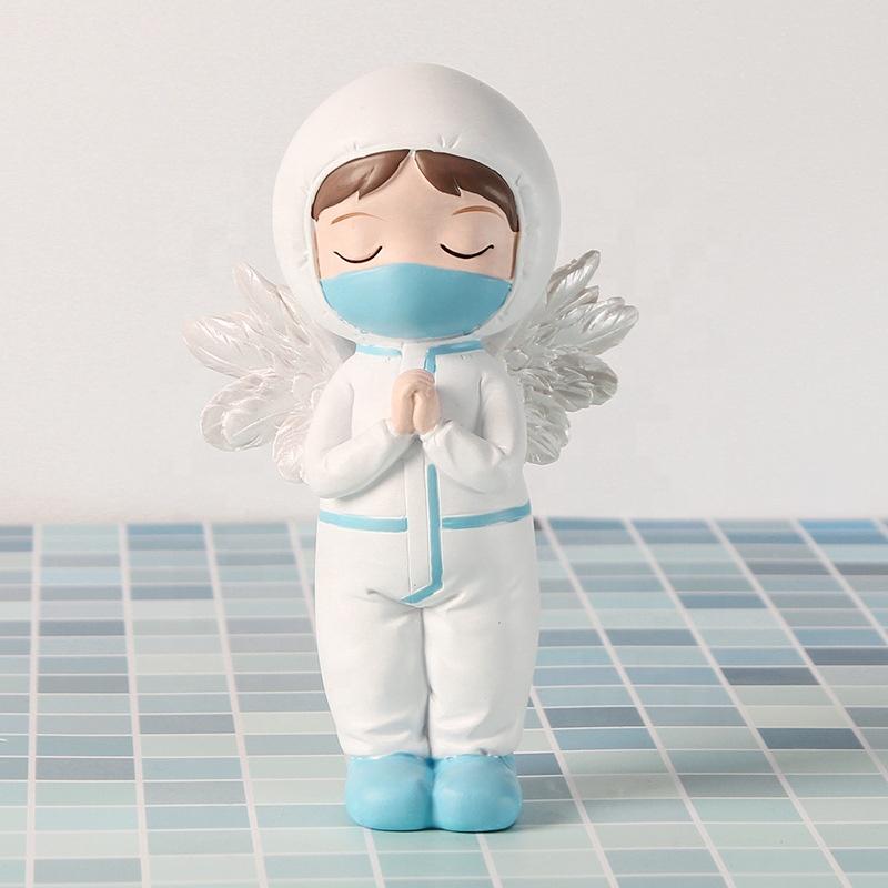 Cute Resin Craft Commemorate Statues Doctor and Nurse Figurines Guardian Angel Sculpture Home Decoration 2020