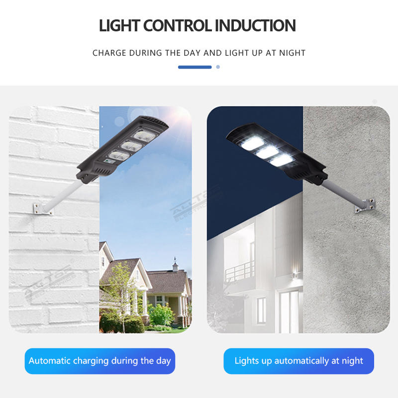 ALLTOP China outdoor lighting fixture IP65 motion sensor human induction all in one 30w 60w 90w solar led street light