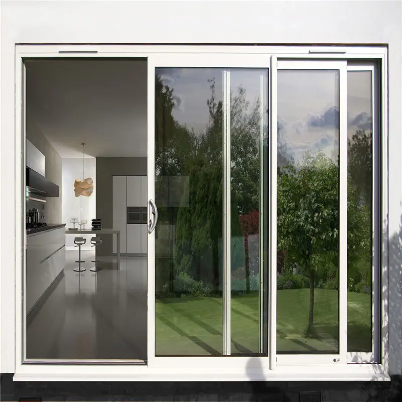 Aluminum slide door single tempered clear glass sliding door glass door