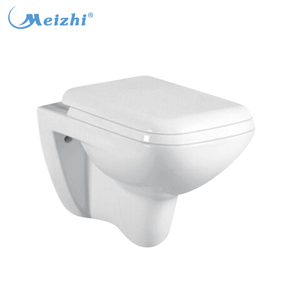 Bathroom ceramic P-trap wall hung toilet without tank
