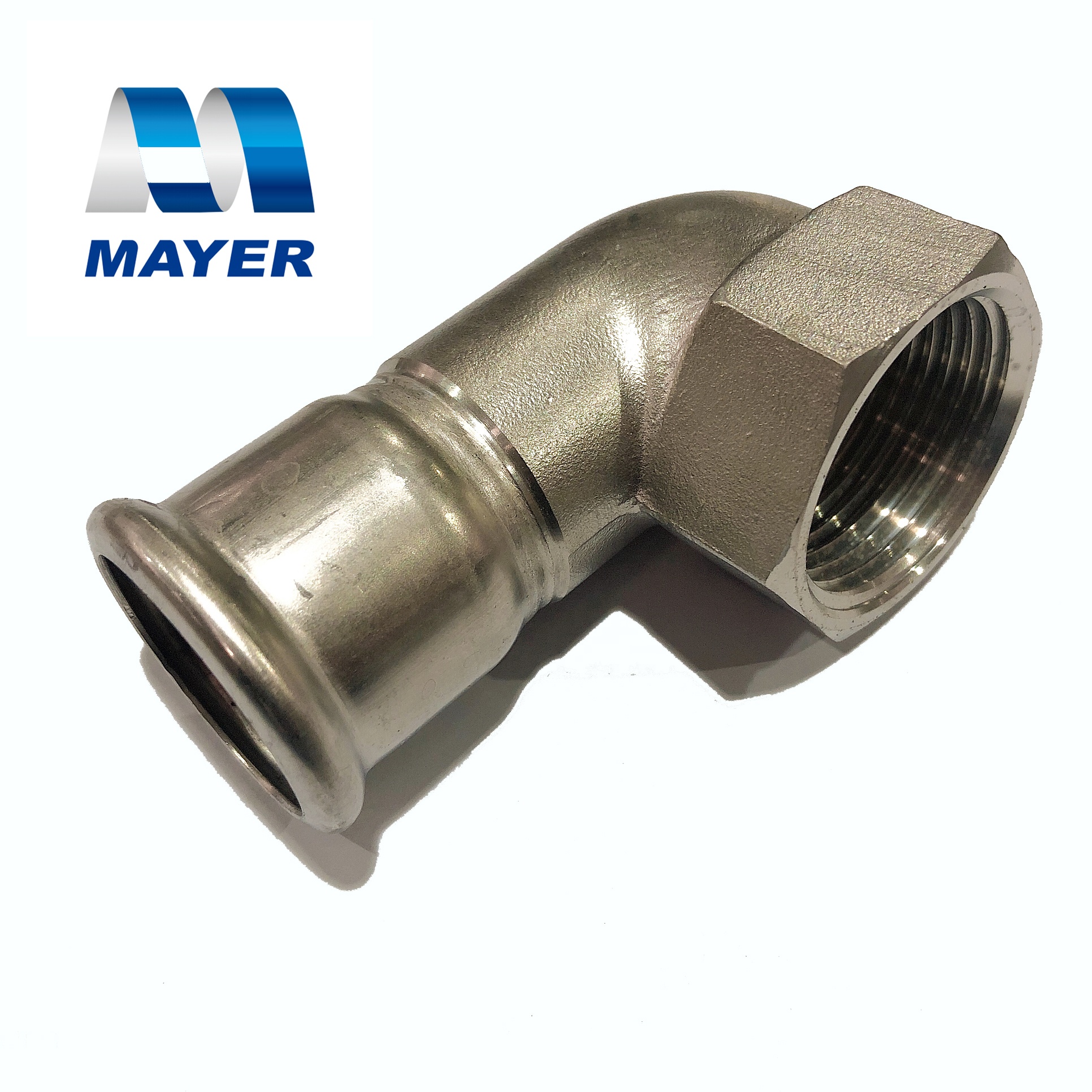 stainless steel short elbow 90 degree thread pipe fitting V profile for connection