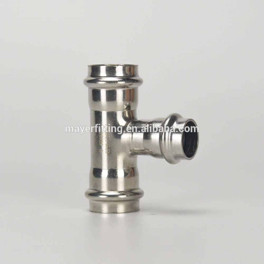 Stainless steel tee pipe fitting for hot and cold water pipe connection