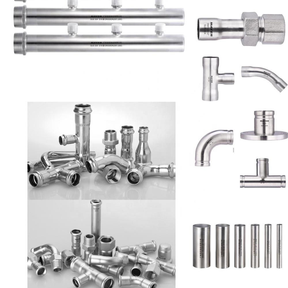 stainless steel short elbow 90 degree thread pipe fitting V profile for connection