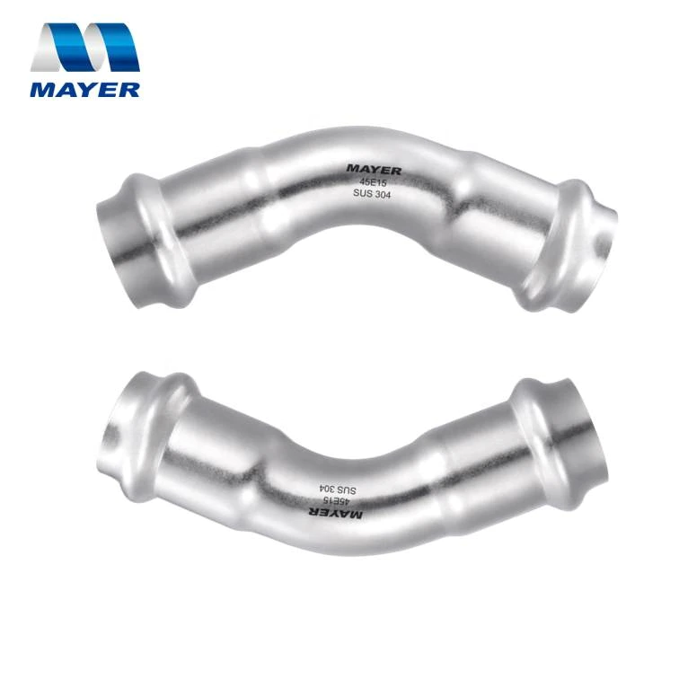 Hot/cold water stainless steel 304 pipe joint press fit fittings adapter DN15/20/25/32/40/50 elbow 45 degree