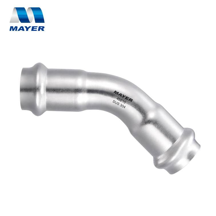 Double Crimping Elbow 45 degree press fitting for stainless steel