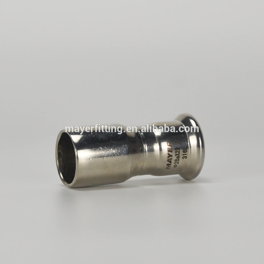 stainless steel press fit coupling reducer with plain end 28x22mm