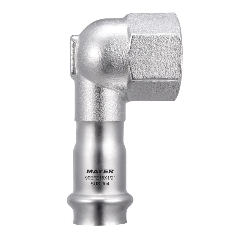 stainless steel short elbow 90 degree thread pipe fitting V profile for connection
