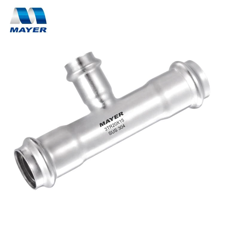 stainless steel press fittings V type reducing tee/SS 316 ANSI B16.9