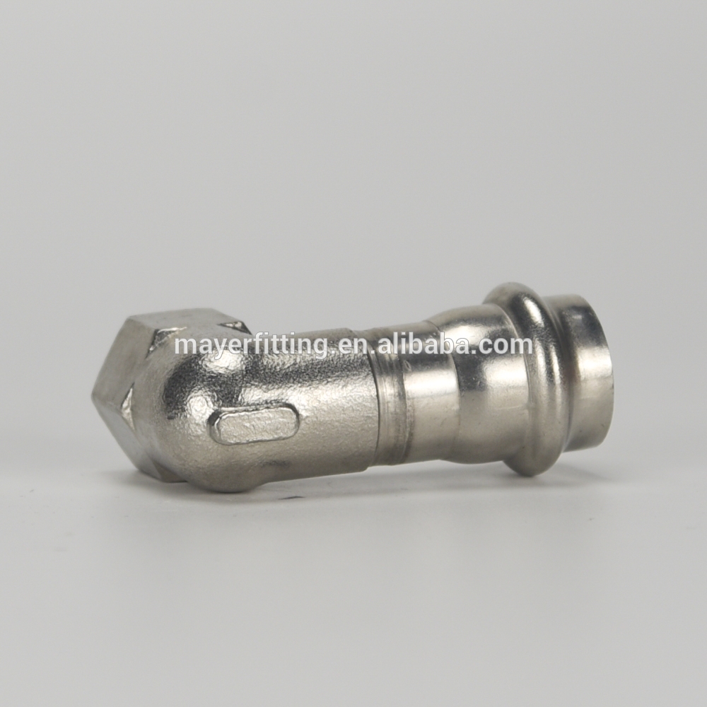 316 Stainless Steel Pipe Press Fitting Short Tangent 90 Deg Elbow 22x1/2