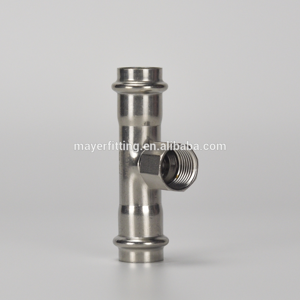 Guangzhou Stainless Steel hydraulic Fitting Female Tee V Press 304 or 316L