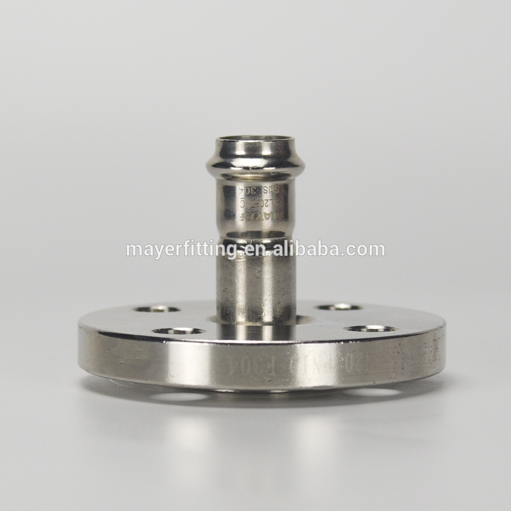 welded neck flange connector with press end DN20 stainless steel 304