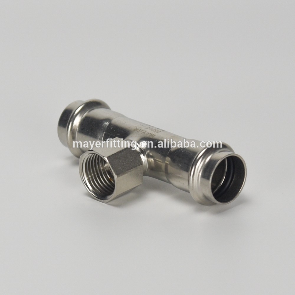 Guangzhou Stainless Steel hydraulic Fitting Female Tee V Press 304 or 316L