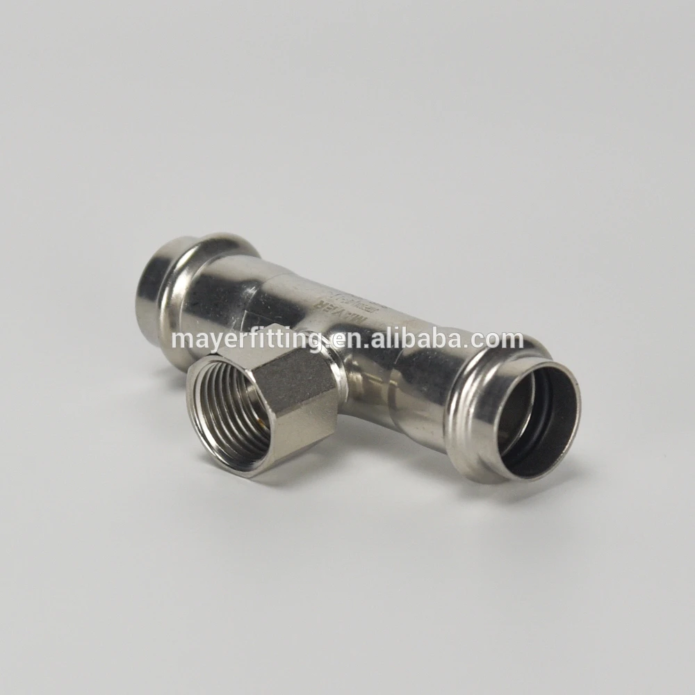 Guangzhou Stainless Steel hydraulic Fitting Female Tee V Press 304 or 316L