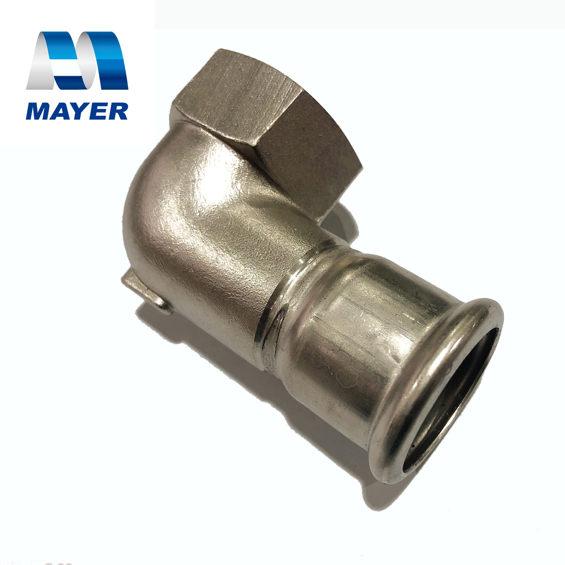 stainless steel short elbow 90 degree thread pipe fitting V profile for connection