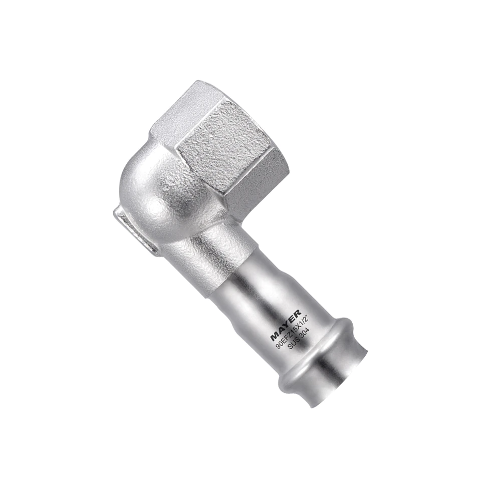 stainless steel short elbow 90 degree thread pipe fitting application on construction or potable water V profile