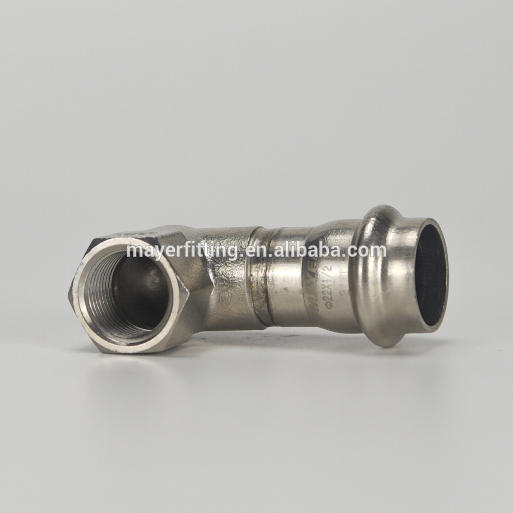 316 Stainless Steel Pipe Press Fitting Short Tangent 90 Deg Elbow 22x12 Mayer 6250