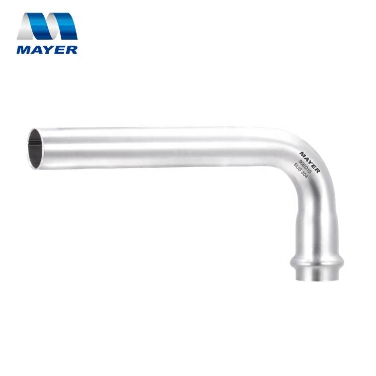 hot sale sanitary pipe fittings 90 degree long radius press elbow with plain end