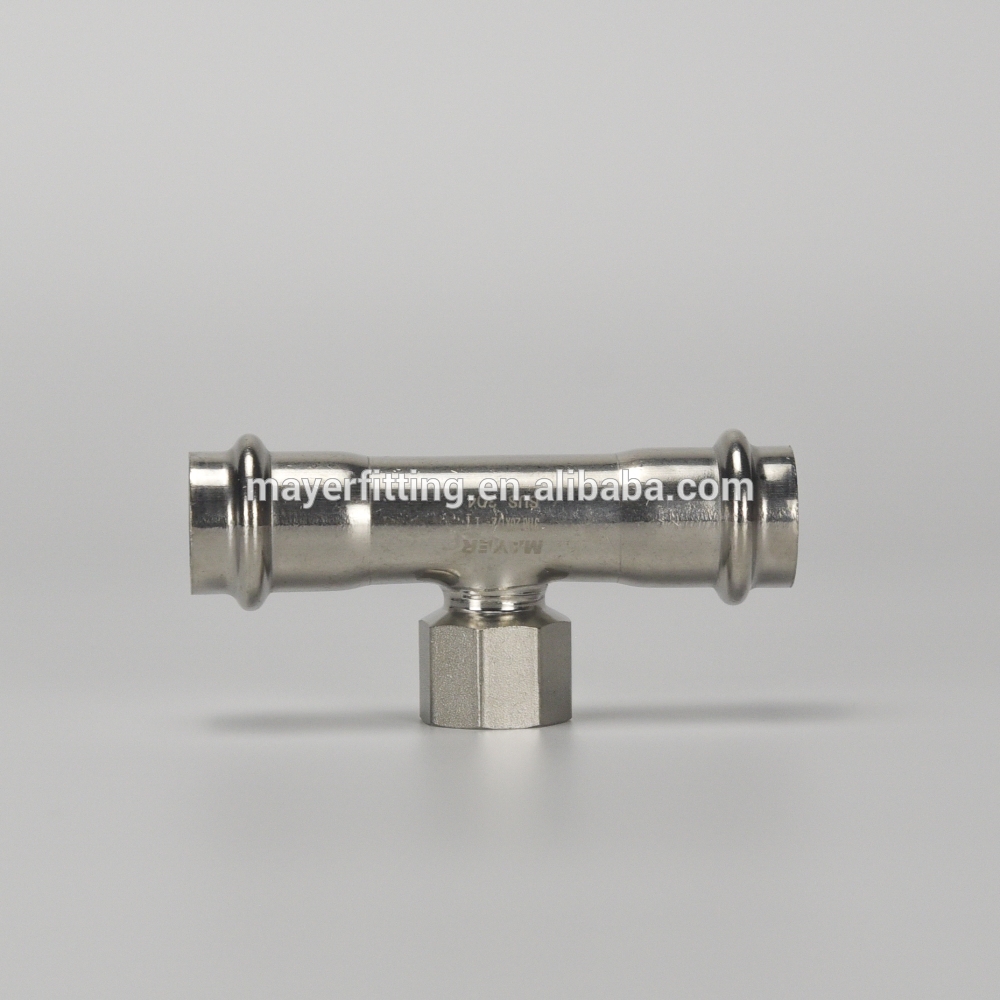Guangzhou Stainless Steel hydraulic Fitting Female Tee V Press 304 or 316L
