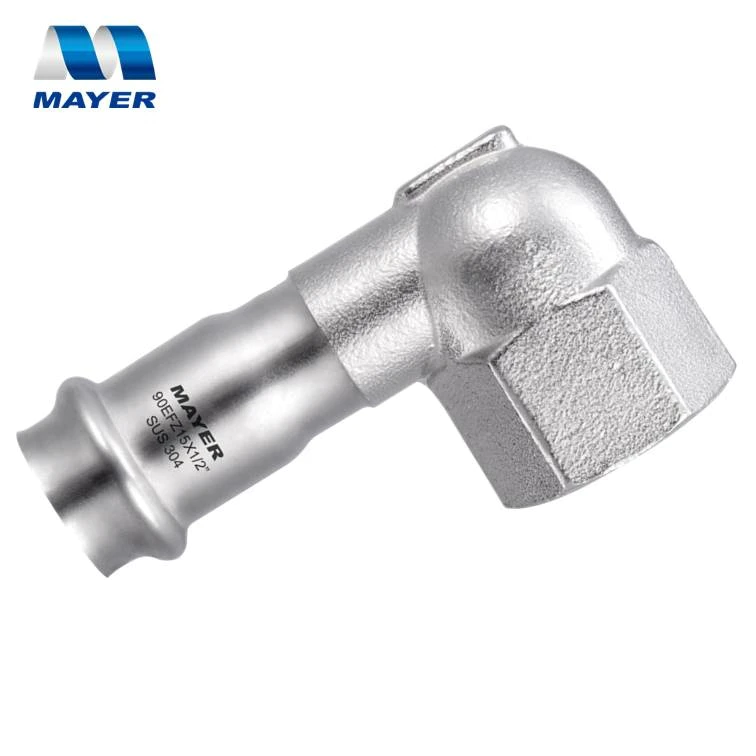 stainless steel short elbow 90 degree thread pipe fitting application on construction or potable water V profile