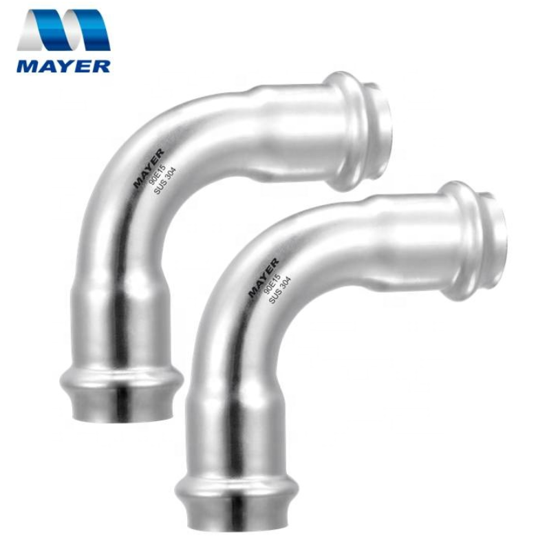 High Quality inox grooved stainless pipe press fittings professional stainless steel sanitary 90 degree elbow