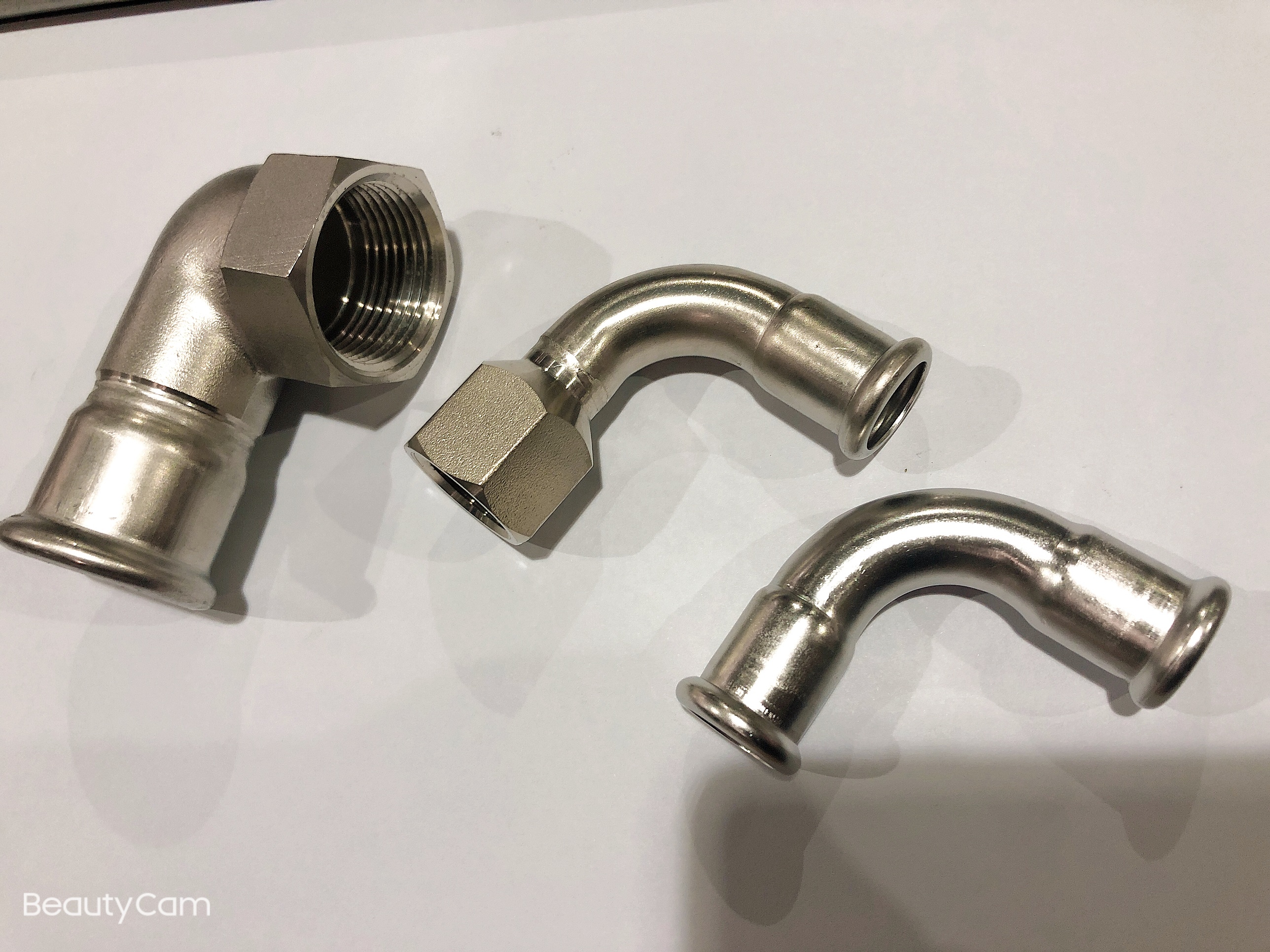 stainless steel short elbow 90 degree thread pipe fitting V profile for connection