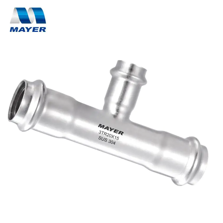 Stainless Double Press Fitting Reducing Tee 304 or 316L