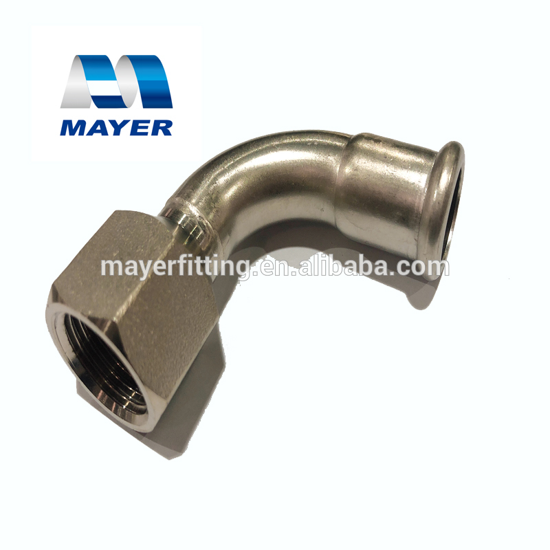 Factory Direct sales high quality Sanitary Pipe Fittings 90 Degree Long Radius female Elbow/Bend ss304/316l V profile