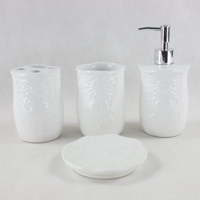 4 piece White Ceramic Bathroom Accessory Set