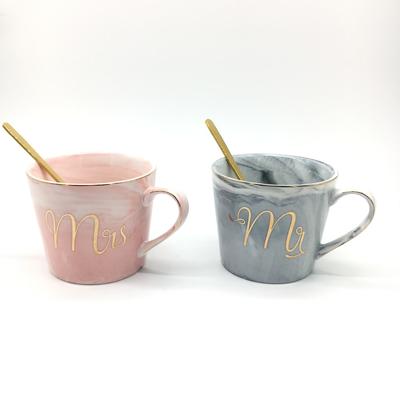 European Home Gift Decor Marble Ceramic Coffee Mug