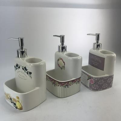 Multifunction Royal European White Ceramic Kitchen Lotion Dispenser Set