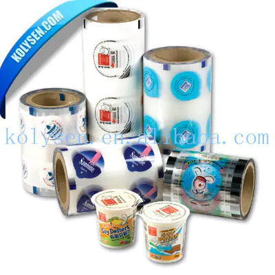PP/plastic cup sealing printed / transparent film roll for drink cups cover