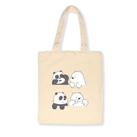 Cute Tote Bag Animals Three Bears Print Canvas Bag Eco Shopping Bag Daily Use Foldable Handbag Large Capacity Canvas Tote Women