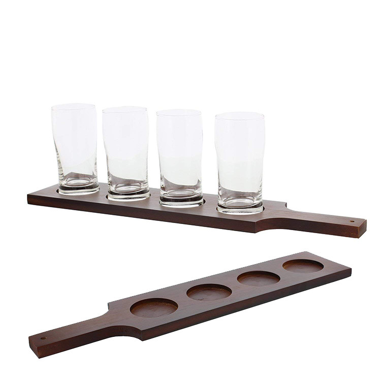 China OEM useful wooden shot glass serving tray for hotel