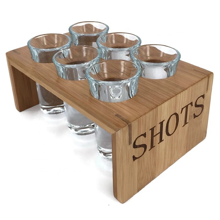 Street price wooden simple useful communion tray with shot glass