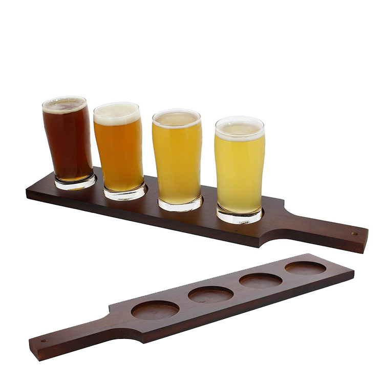 Hot sale non-slip unfinished shot glass natural wood tray