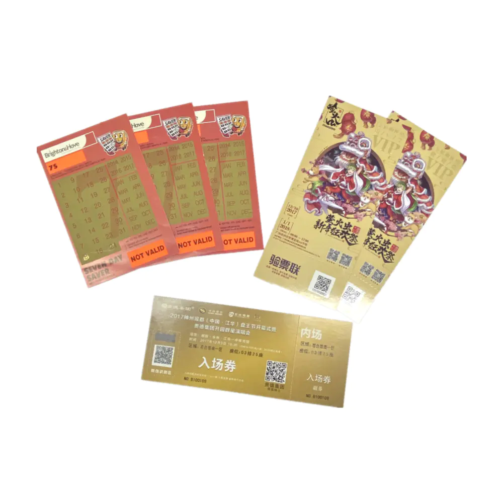 High Quality Custom Business Card Air Ticket Travel Scratch Off Lottery Tickets Online