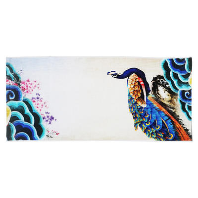 100% cotton beautiful noble peacock digital print face towel