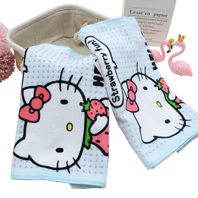 China Factory 100% Cotton Photo Digital Printed Face Towel With Customized Logo Hello Kitty