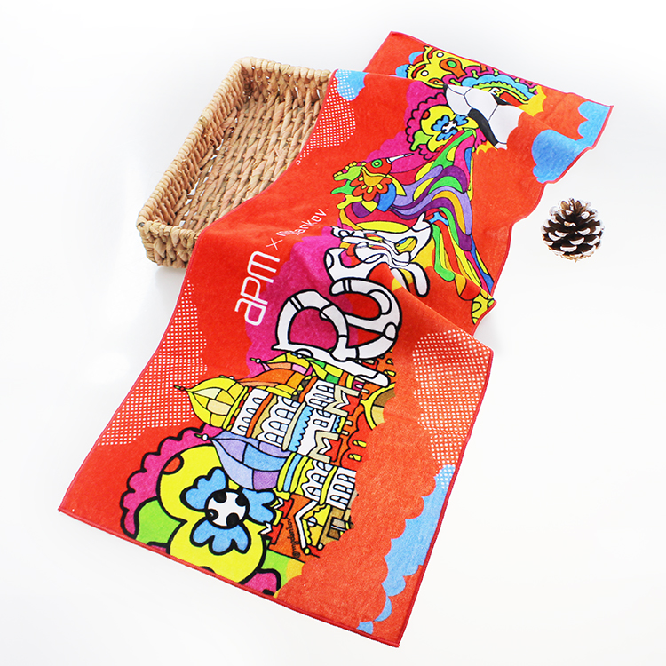 OEM Printed Cotton face Towels with Picture for TravelSwimming