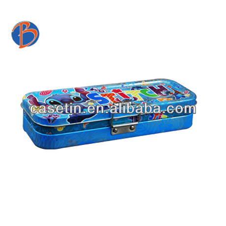 Two-layers personalized pencil tin box with lock