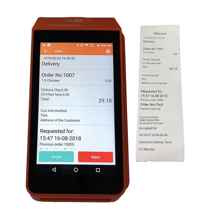 Smart 4G Android Pos Terminal Thermal Printer For Karenderia Order Take App
