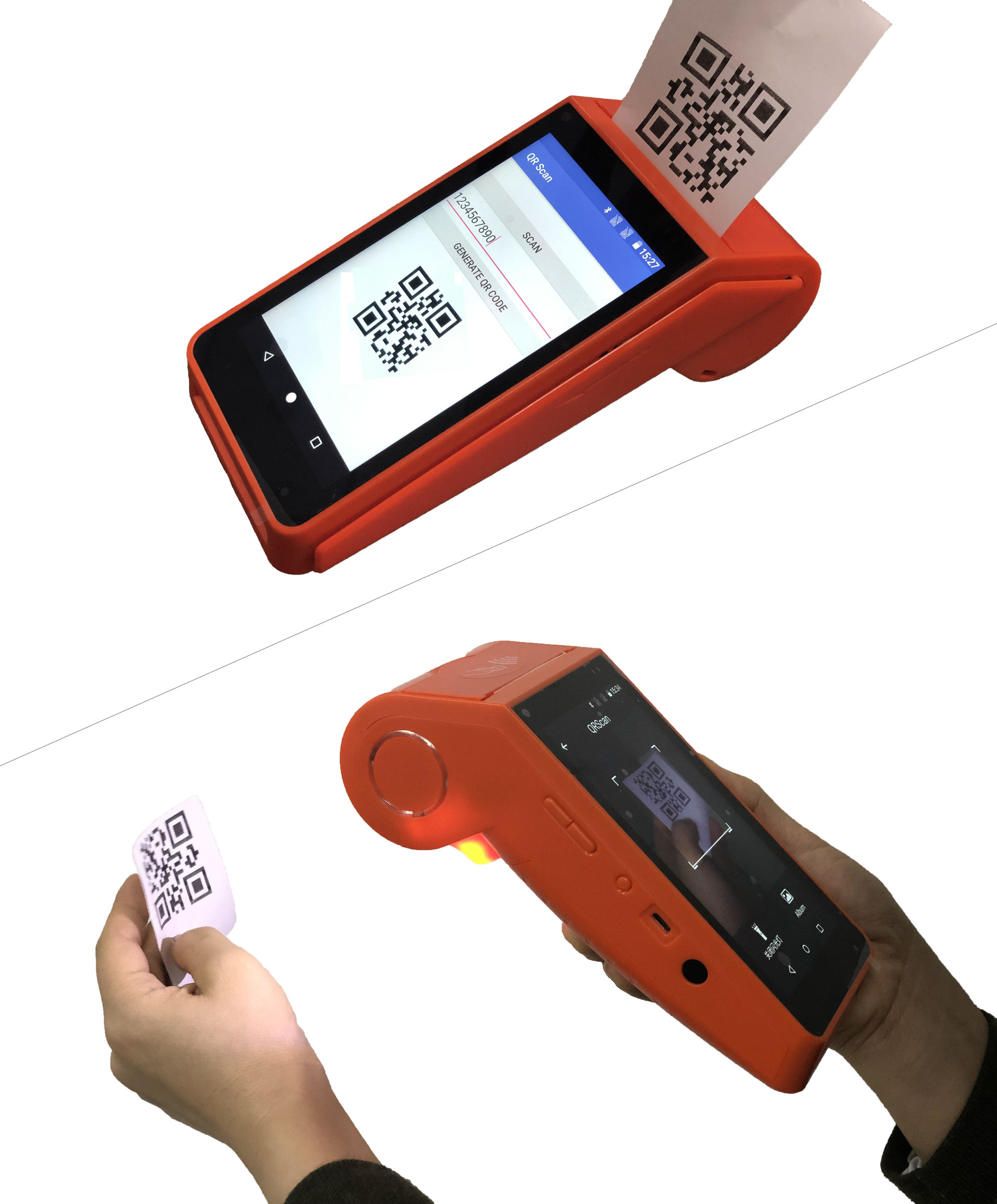 Barcode Scanner WCDMA LTE Smart Android Mobile POS with Printer