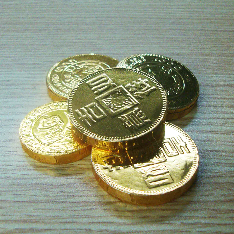 Factory Price High Quality Custom Colored Foil Wrapper for Gold Coin Chocolate, Chocolate Coin Wrapper
