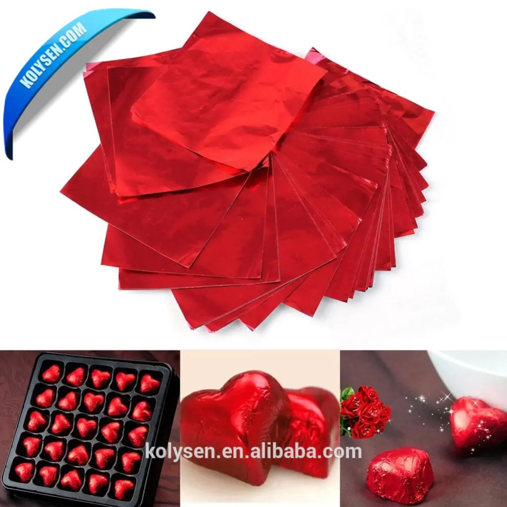 custom printing color food wrapping paper laminated aluminum foil chocolate wrappers in red