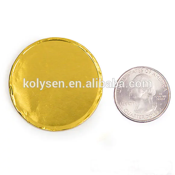 Food grade Plain Gold coin shape chocolate aluminum foil