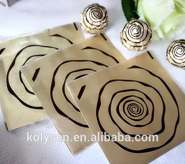 Embossed chocolate packing use aluminum gold foil paper