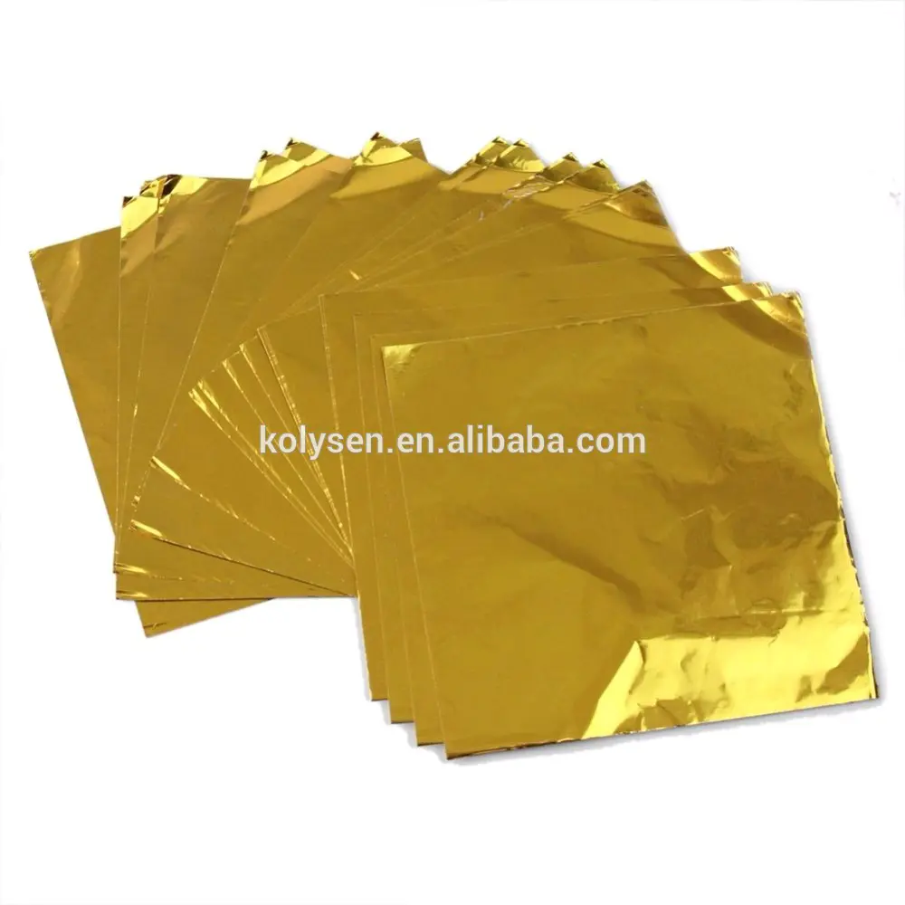 Custom logo Bright glossy Gold color aluminum foil for chocolate bar wrapping China supplier