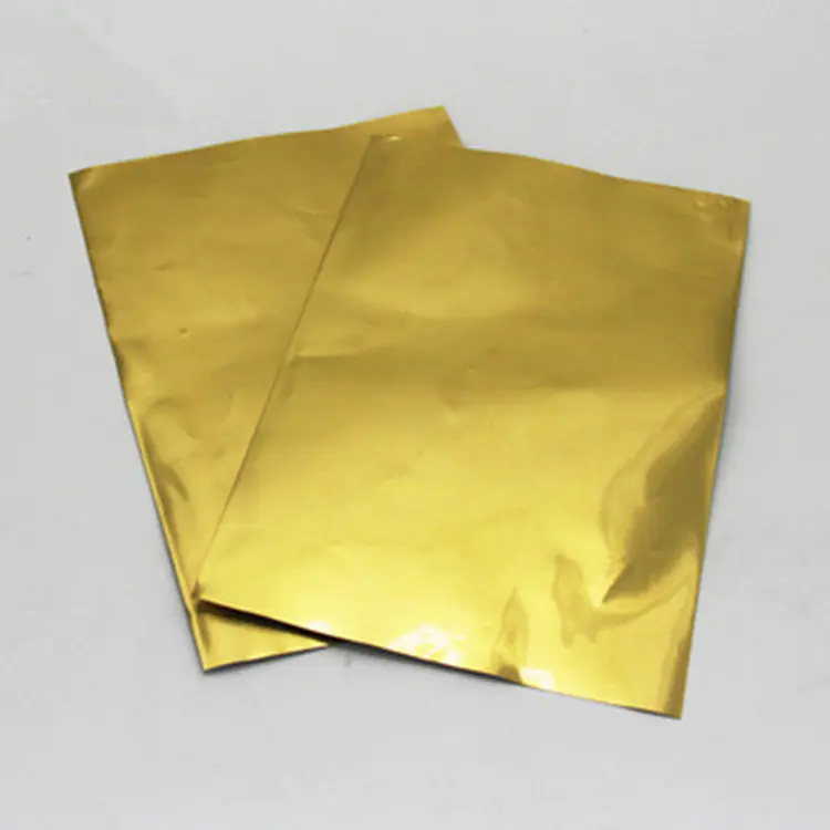 Custom printed gold foil with paper backing for chocolate bar wrapping